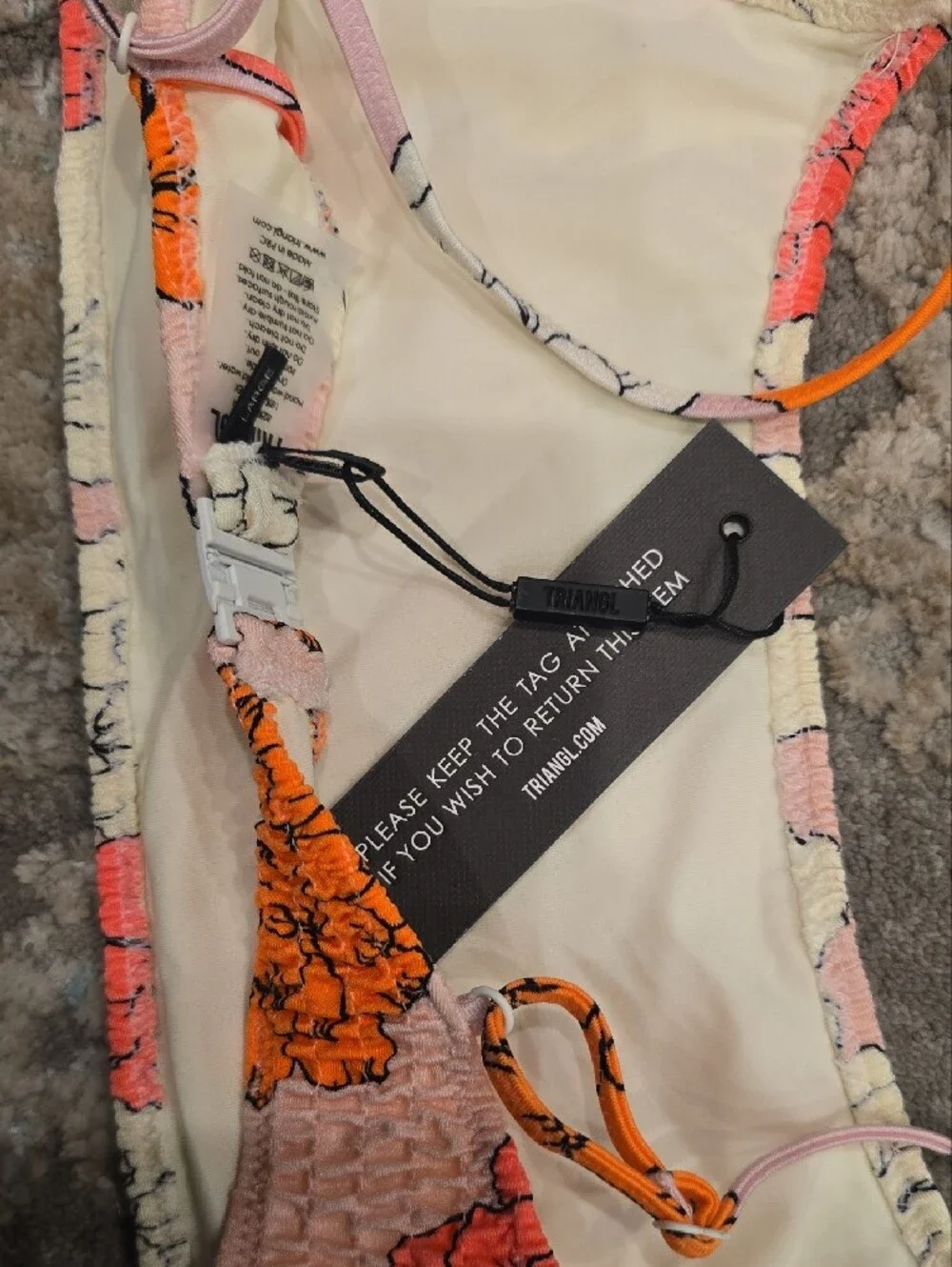 triangl swimwear Pink Floral Bikini with Orange Accents